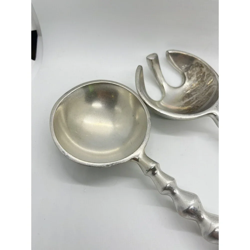 Deco aluminum Beaded SALAD SERVING Fork Spoon Silverware Serving Set 13